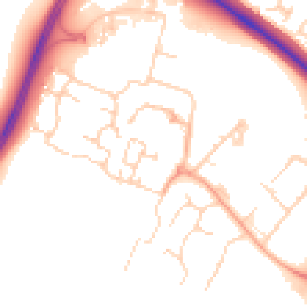 Daytime road noise heatmap for PE29 6LF