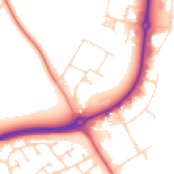 Daytime road noise heatmap for PE29 6UA