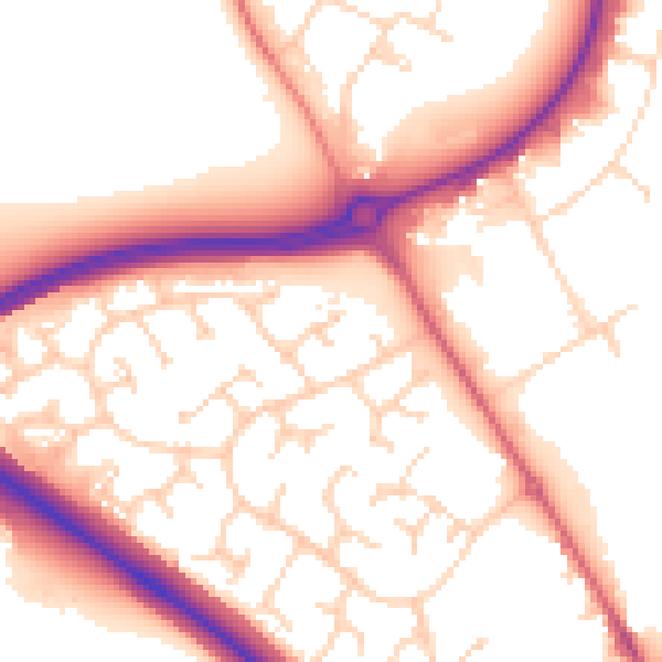 Daytime road noise heatmap for PE29 6UB
