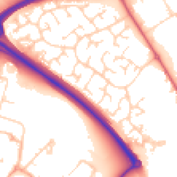 Daytime road noise heatmap for PE29 6UU