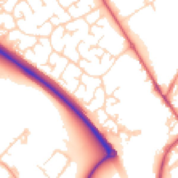 Daytime road noise heatmap for PE29 6XH