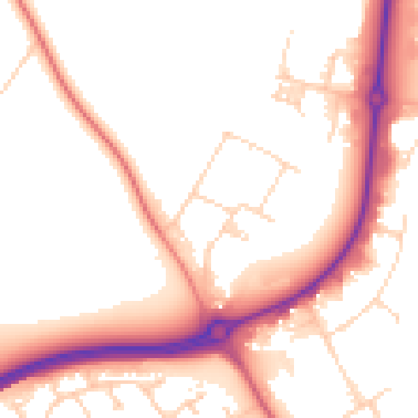 Daytime road noise heatmap for PE29 6XS