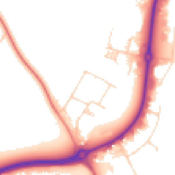 Daytime road noise heatmap for PE29 6XU
