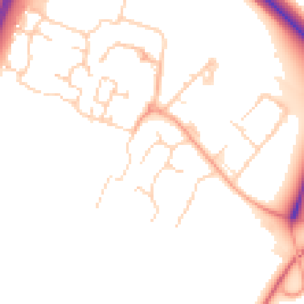 Daytime road noise heatmap for PE29 6XZ