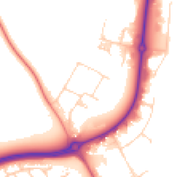 Daytime road noise heatmap for PE29 6YA