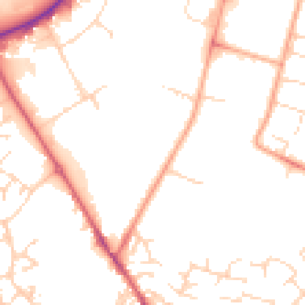 Daytime road noise heatmap for PE29 7BU