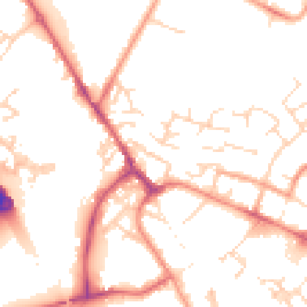 Daytime road noise heatmap for PE29 7HJ