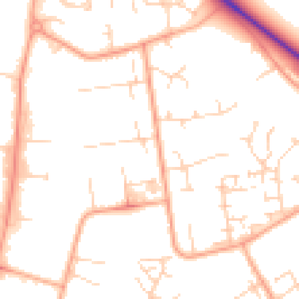 Daytime road noise heatmap for PE29 7HZ
