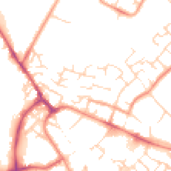 Daytime road noise heatmap for PE29 7LL