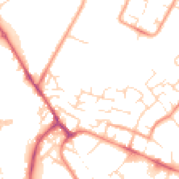 Daytime road noise heatmap for PE29 7WE