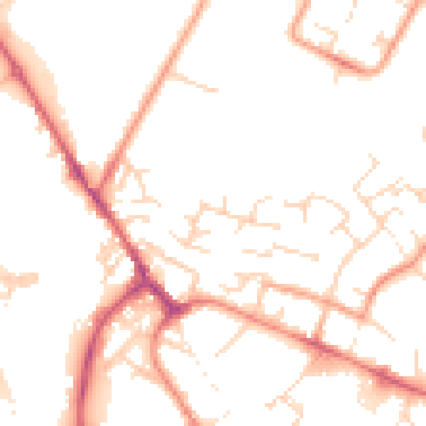 Daytime road noise heatmap for PE29 7WG
