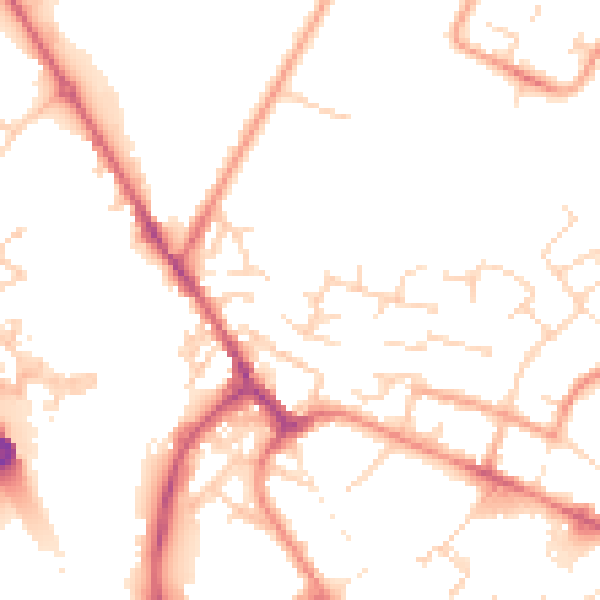 Daytime road noise heatmap for PE29 7WL
