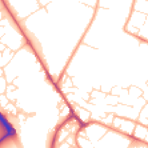 Daytime road noise heatmap for PE29 7YP
