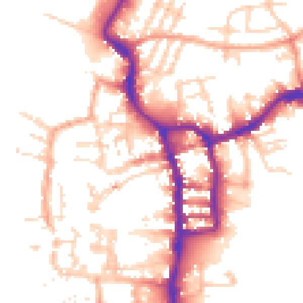 Daytime road noise heatmap for PE30 1AB