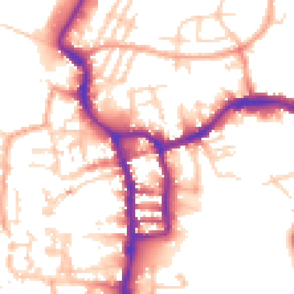 Daytime road noise heatmap for PE30 1AD