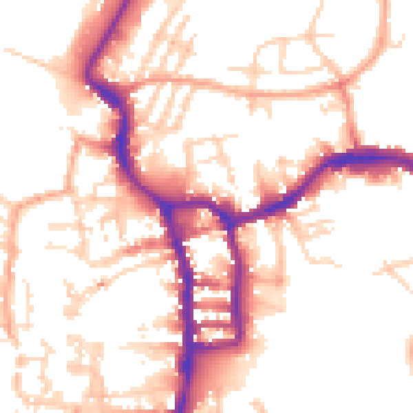Daytime road noise heatmap for PE30 1AF