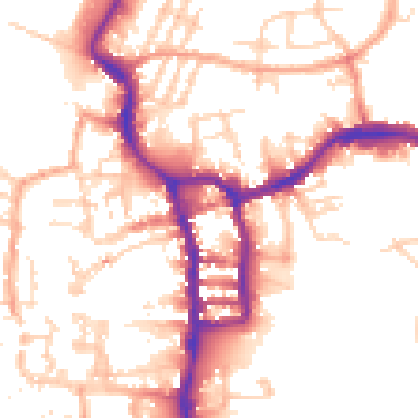 Daytime road noise heatmap for PE30 1AG