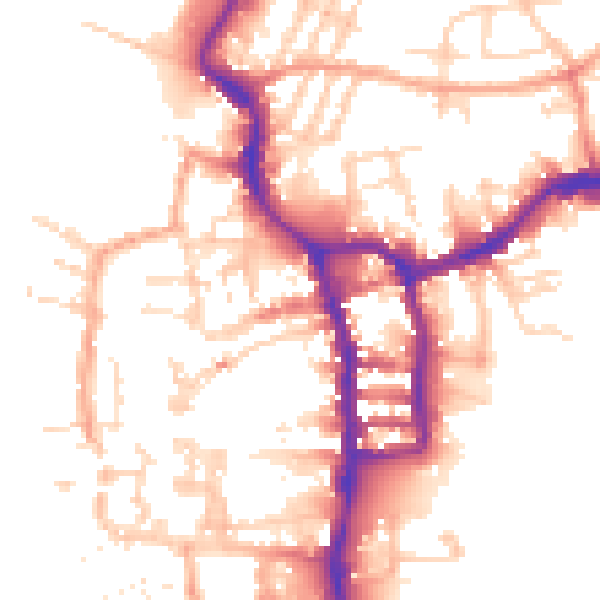 Daytime road noise heatmap for PE30 1AQ