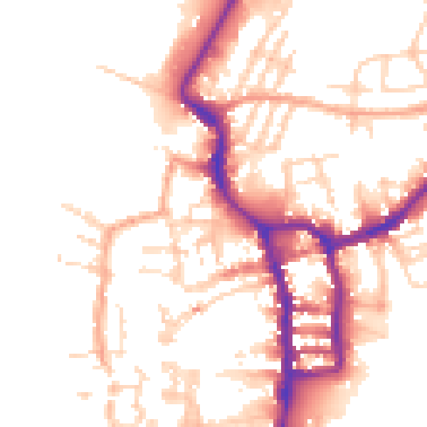 Daytime road noise heatmap for PE30 1BF