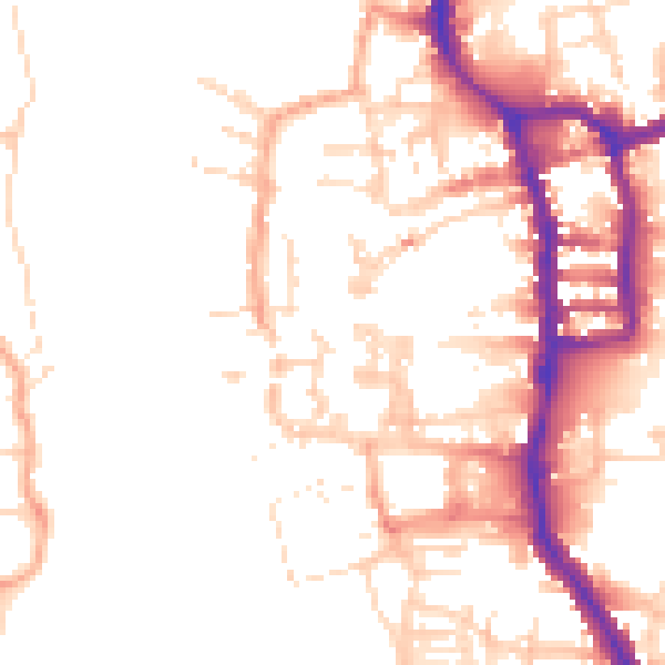 Daytime road noise heatmap for PE30 1BW