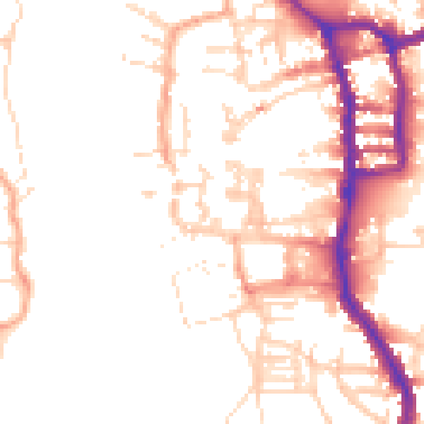 Daytime road noise heatmap for PE30 1DD