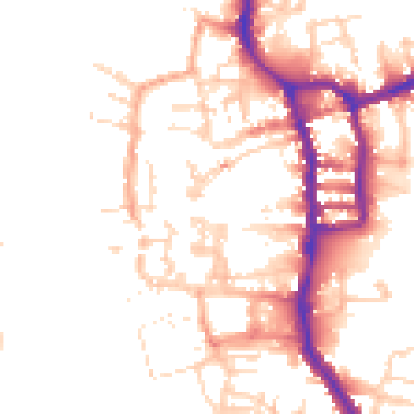 Daytime road noise heatmap for PE30 1DE