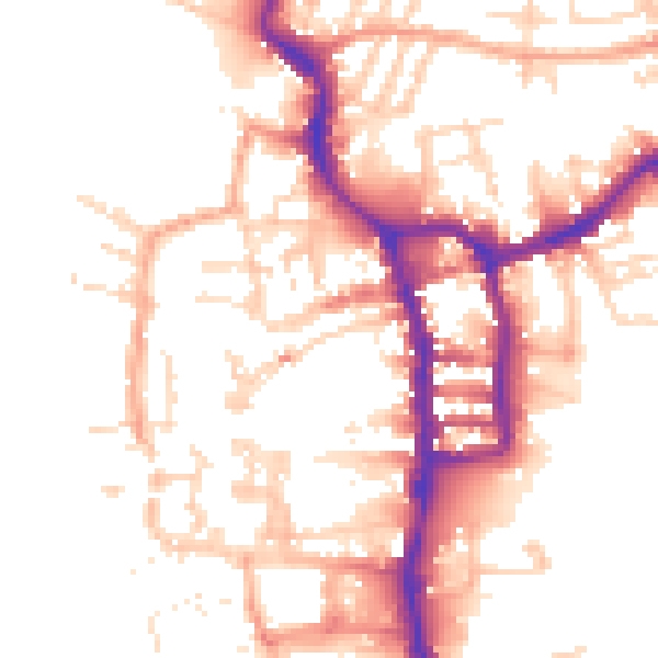 Daytime road noise heatmap for PE30 1DN