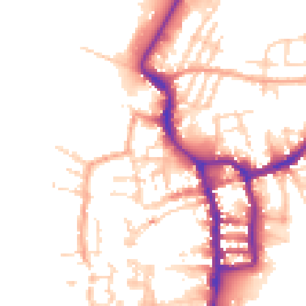 Daytime road noise heatmap for PE30 1DZ