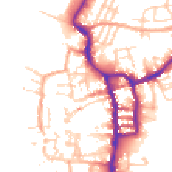 Daytime road noise heatmap for PE30 1ED