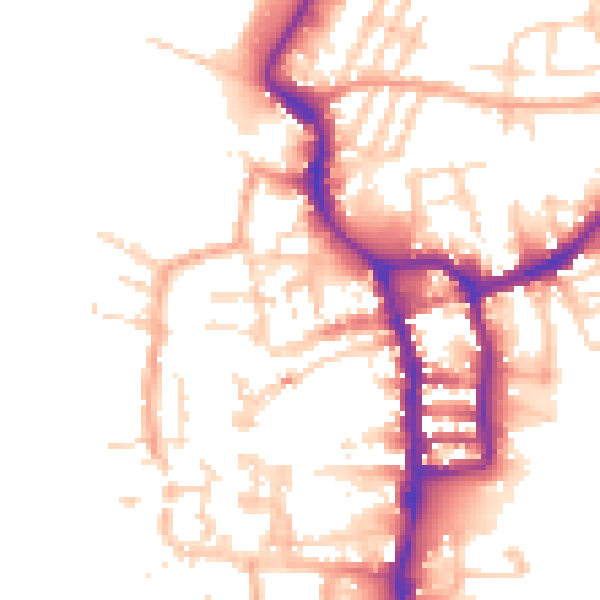 Daytime road noise heatmap for PE30 1EE
