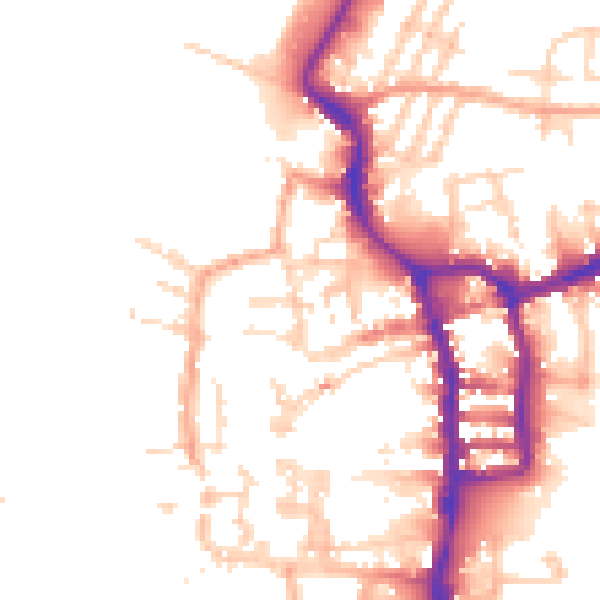 Daytime road noise heatmap for PE30 1EF