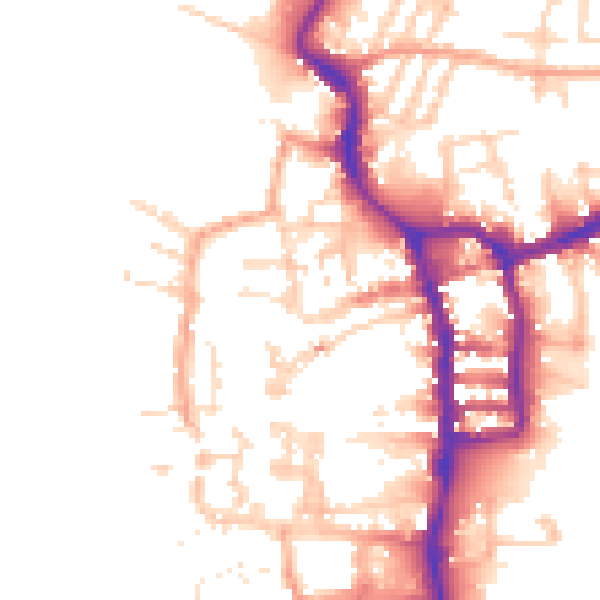 Daytime road noise heatmap for PE30 1EG