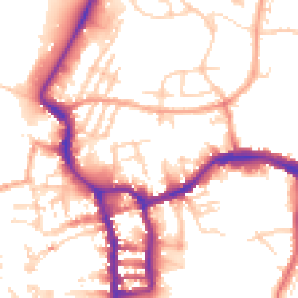 Daytime road noise heatmap for PE30 1FB