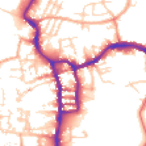 Daytime road noise heatmap for PE30 1FF