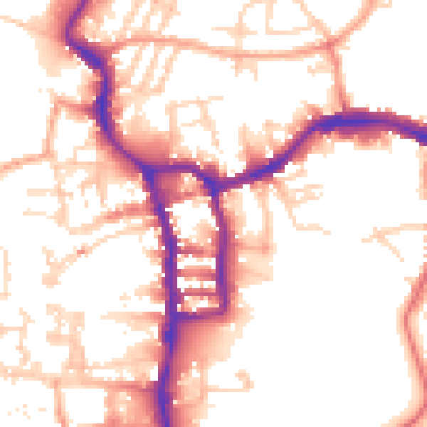 Daytime road noise heatmap for PE30 1NR