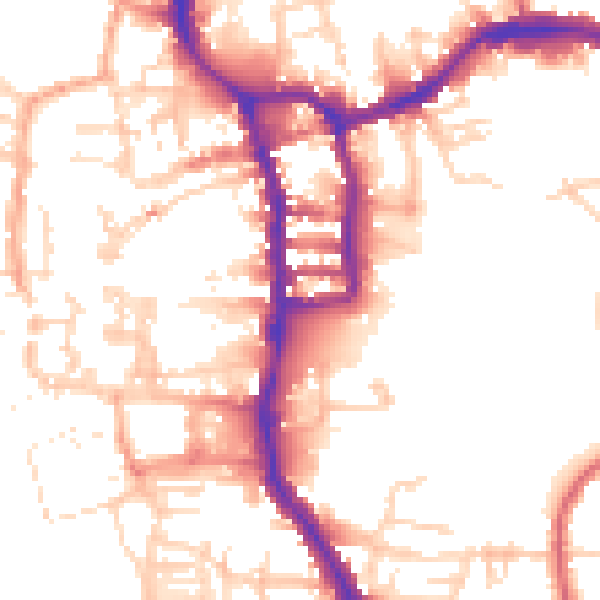 Daytime road noise heatmap for PE30 1NU