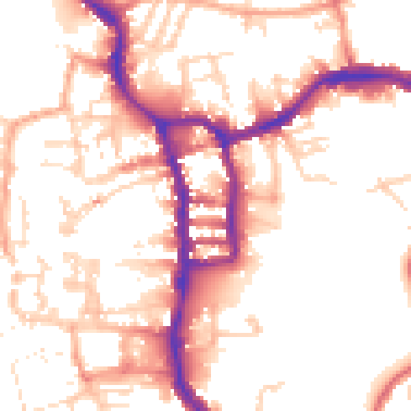 Daytime road noise heatmap for PE30 1QD