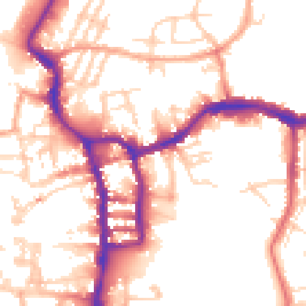 Daytime road noise heatmap for PE30 1QF
