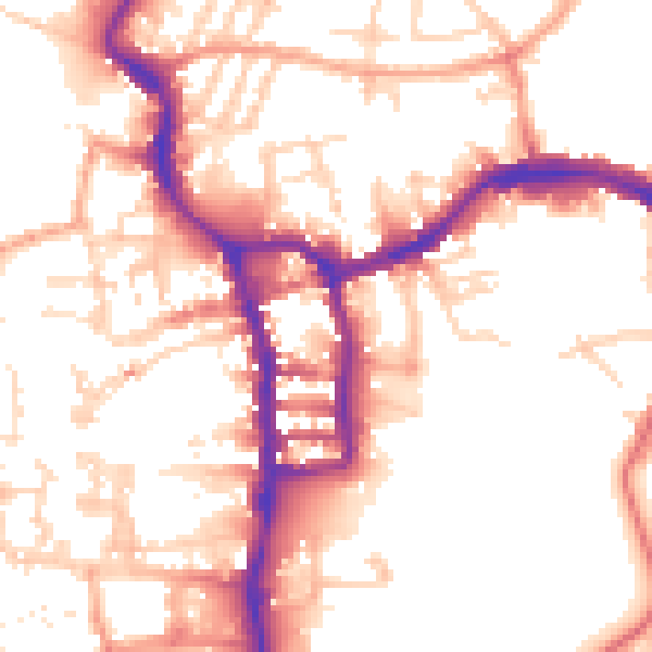 Daytime road noise heatmap for PE30 1QQ