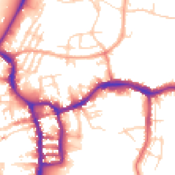 Daytime road noise heatmap for PE30 1QY