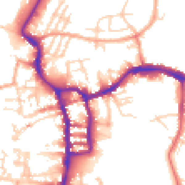 Daytime road noise heatmap for PE30 1SA