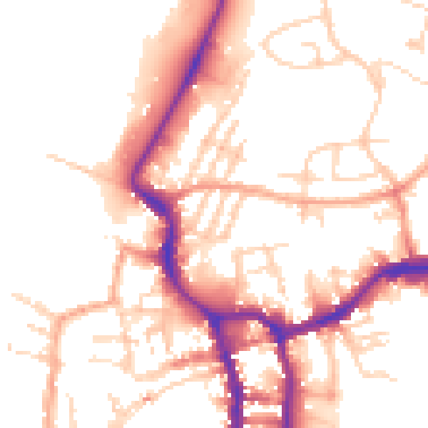 Daytime road noise heatmap for PE30 2AG