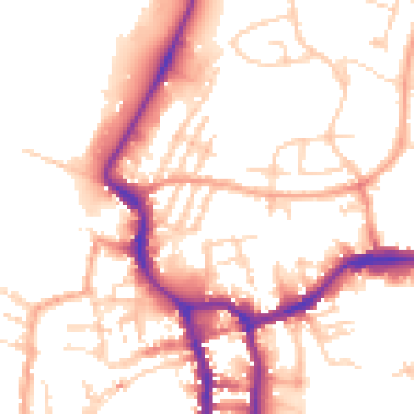 Daytime road noise heatmap for PE30 2AQ
