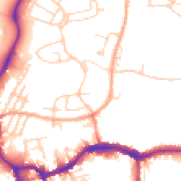 Daytime road noise heatmap for PE30 2BJ