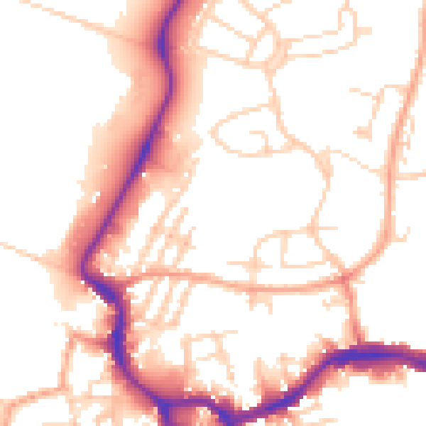 Daytime road noise heatmap for PE30 2DB