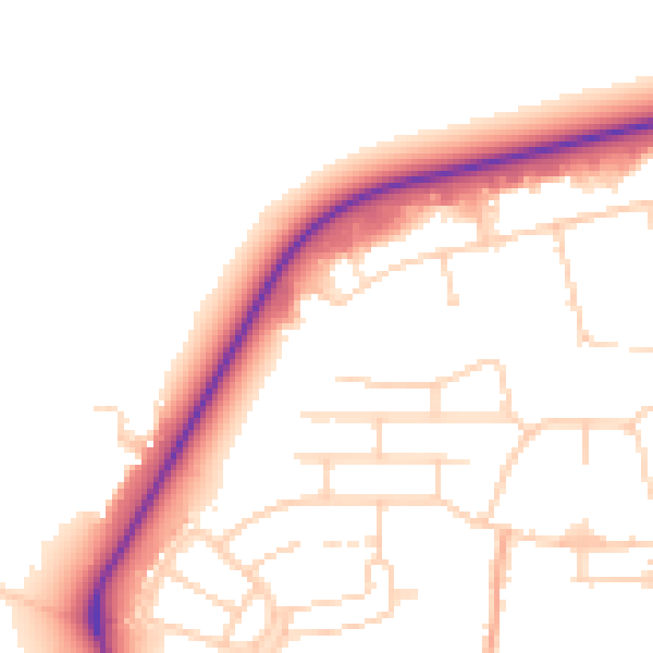 Daytime road noise heatmap for PE30 2DE