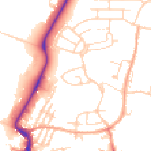 Daytime road noise heatmap for PE30 2DJ