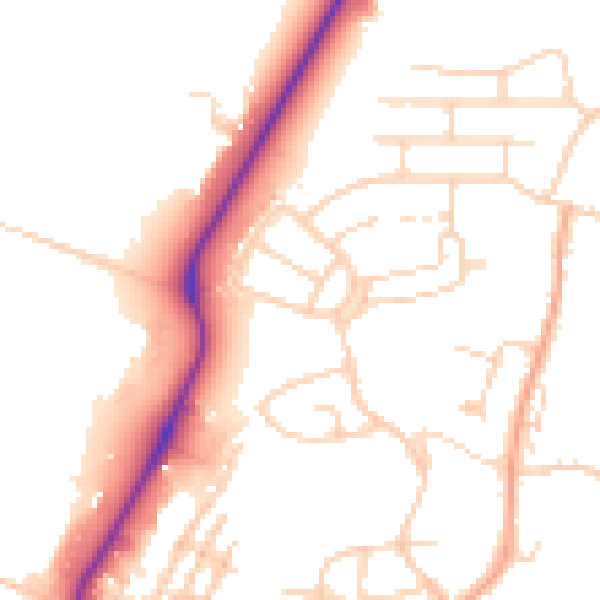 Daytime road noise heatmap for PE30 2DP