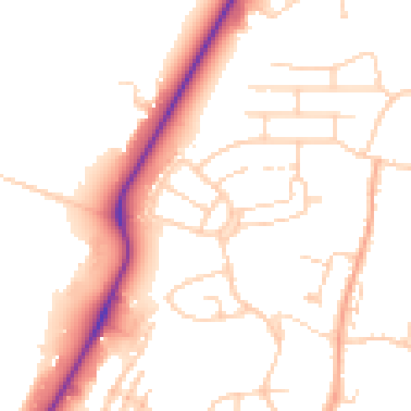 Daytime road noise heatmap for PE30 2EA