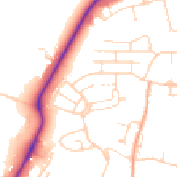 Daytime road noise heatmap for PE30 2EB